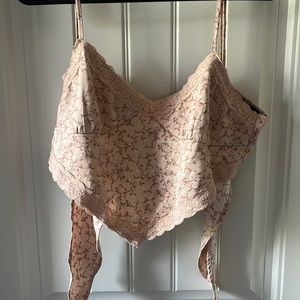 Floral Lace Light Pink Tie Tank
